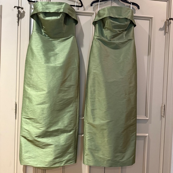 LulaKate Eva Bodice with Straight Skirt Floor Shantung Greenery Green Size 4 6 8 - Picture 2 of 16